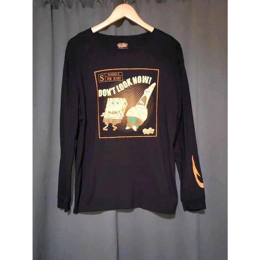 Spongebob Squarepants Men's Dont Look Now! Long Sleeve T-Shirt Black Medium